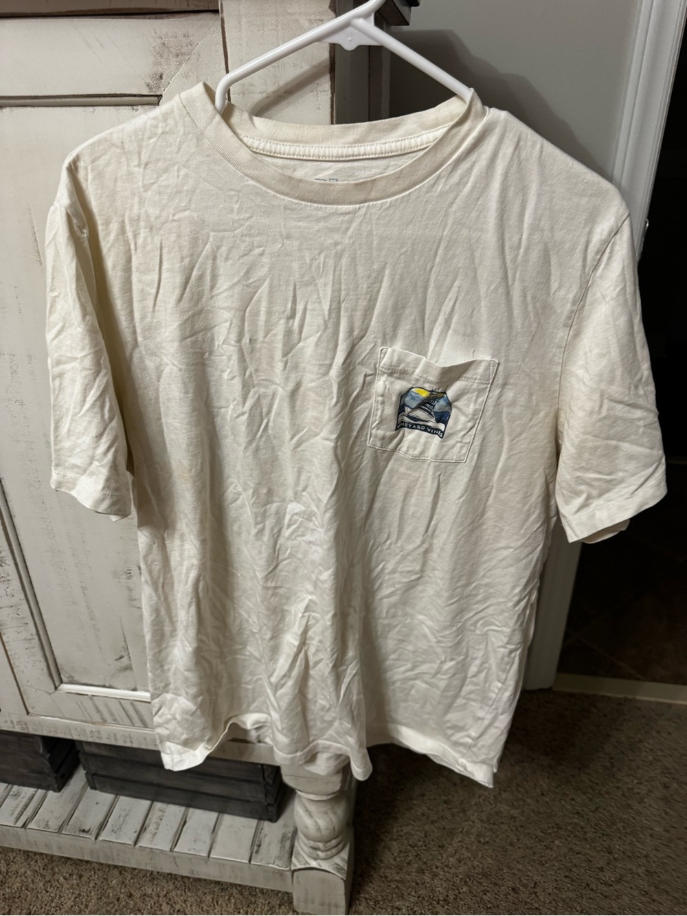 Vineyard Vines Cream Short-Sleeve Pocket Tee with Nautical Patch